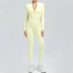 Women's High-Elasticity Sexy Sports Jumpsuit - Lift & Shape Fitness Romper - M(50-55KG)Weight (Lemon Yellow 4)