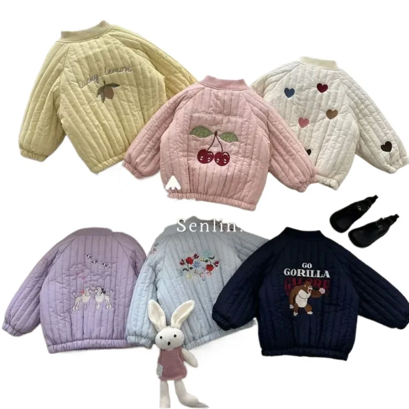Embroidery Winter Plush Kids Jacket Children's Outerwear Coats Thicken Warm Girls Boys Cotton Down Jackets
