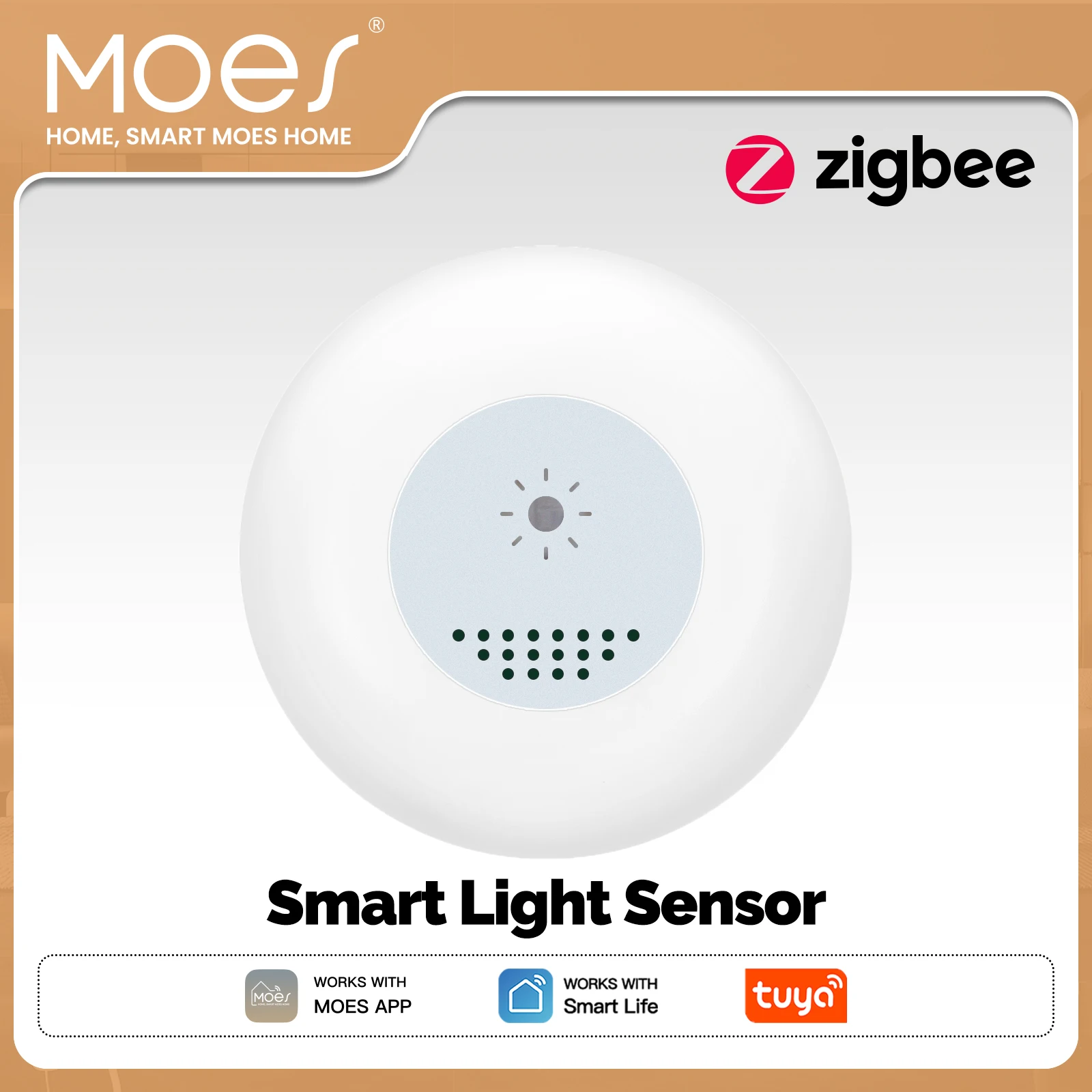 MOES Tuya Zigbee 스마트 라이트 센서 조도 밝기 감지 홈 조명 자동화 스마트 홈 감지기 APP 제어