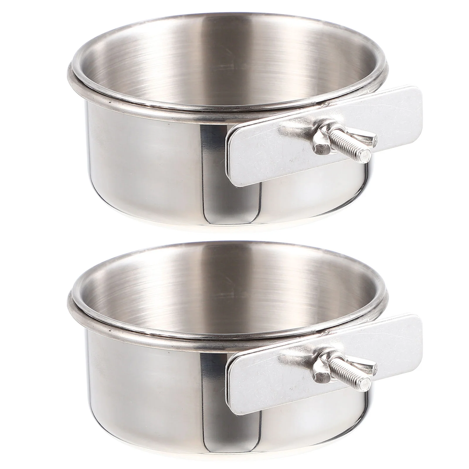 

2 Sets Parrot Bowl The Birdcage Food Feeding Cup Water Feeder Stainless Steel Parakeet Accessories Container
