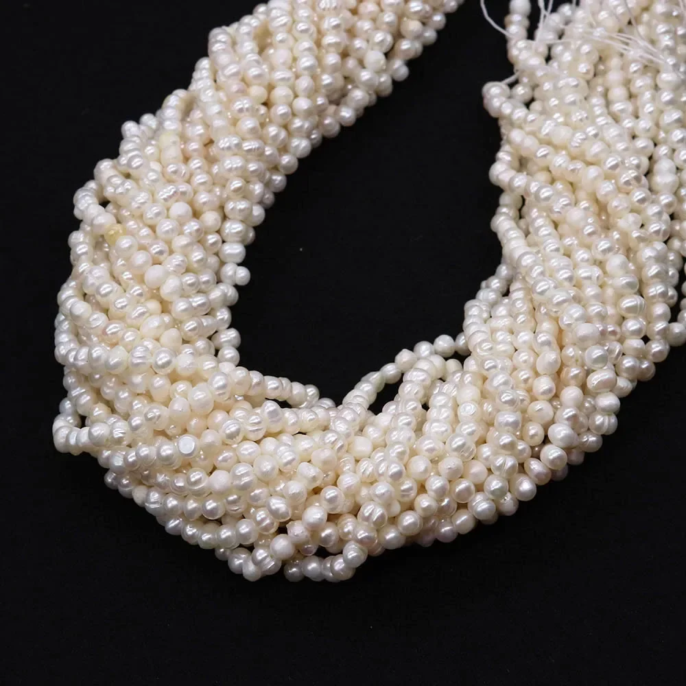 1strand 1.8-6mm Natural Freshwater Pearl Loose Beads Irregular Round Shaped White Color DIY  Making Necklace Bracelets