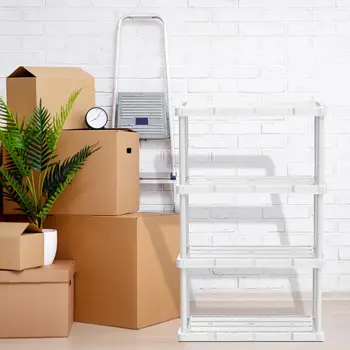 Gracious Living 4 Shelf Knect-A-Shelf Solid Light Duty Storage Unit 12 x 24 x 48 , Garage, Basement & Laundry, White 2