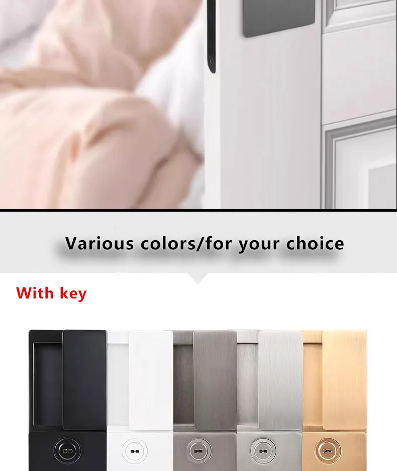 2023 New Handleless Flat Lock Modern Bedroom Magnetic Recessed Door Handle Silent Push-Pull Golden Invisible Sliding Door Lock