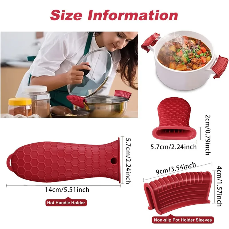 Silicone Anti-Scald Pot Handle Cover Non-Slip Pot Ear Clip Sleeves For Frying Cast Iron Skillet Ear Sleeve Kitchen Tool silicone pan handle cover