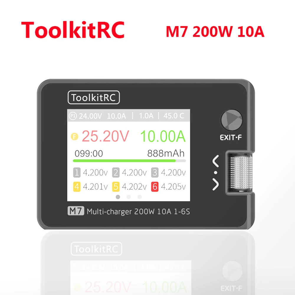 

ToolkitRC M7 200W 10A DC Balance Charger Discharger for 1-6S Lipo Battery With Voltage Servo Checker ESC Receiver Signal Tester