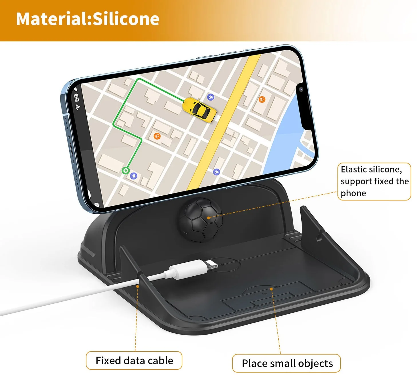 Support de téléphone en silicone pour tableau de bord - Antidérapant et  Réglable - Pour smartphone et GPS