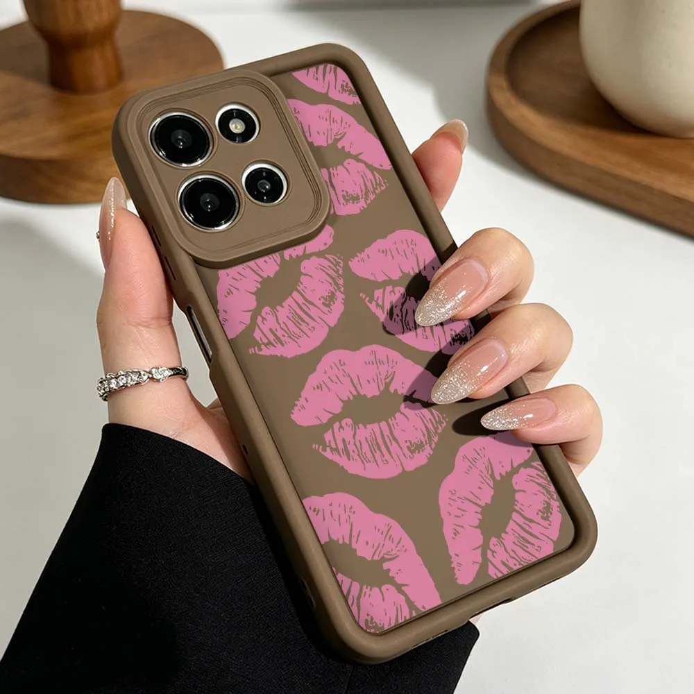 Cute Pink Lip Print Eye Ladder Phone Case Cover