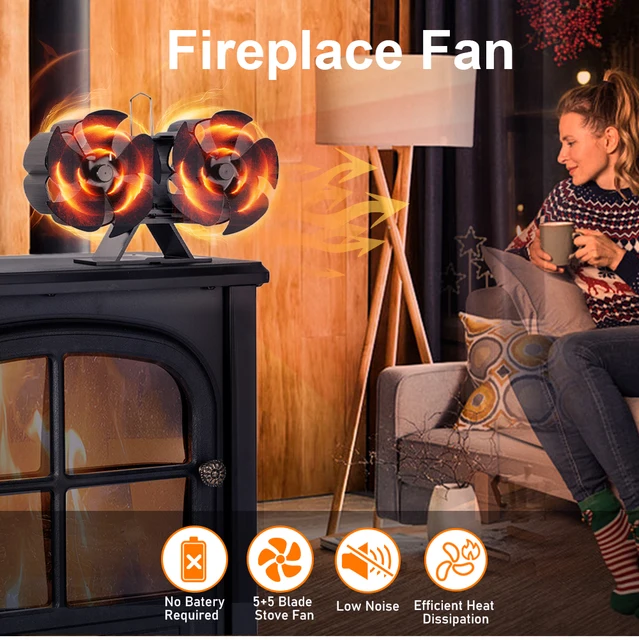 5 Blade Fireplace Fan Heat Shield Board Thermometer Heat Powered Log Wood  Burner for Home Use Efficient Distribution YL-602 Kit - AliExpress