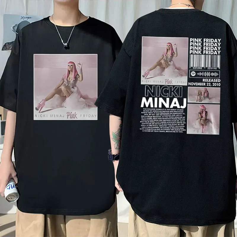 

Rapper Nicki Minaj Pink Friday Album Graphic T Shirt Men Women Hip Hop Oversized Short Sleeve Tshirt Unisex T-shirts Streetwear