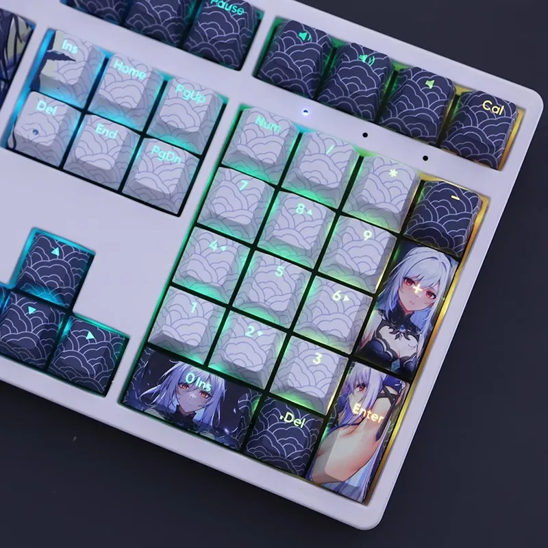 Desenhos Animados Anime Gaming Key Caps Pbt Backlit Keycaps para Teclado Honkai Star Rail Jingliu Ansi 61 87 104 108 Chaves Set - Imagem 3