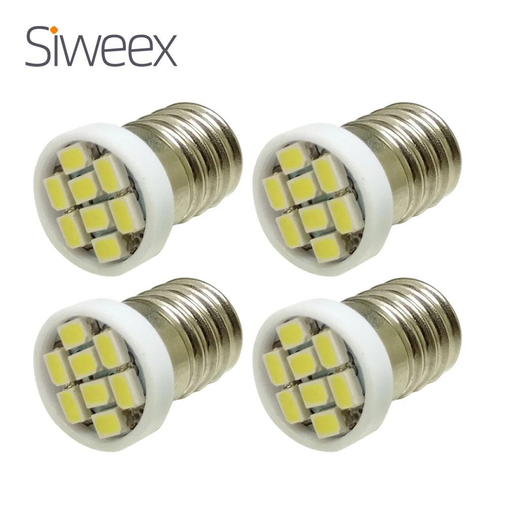 4 개/몫 E10 EY10 3020 SMD 8 LED 흰색 조명 소형 램프 전구 DIY LIONEL DC 12V|led ...