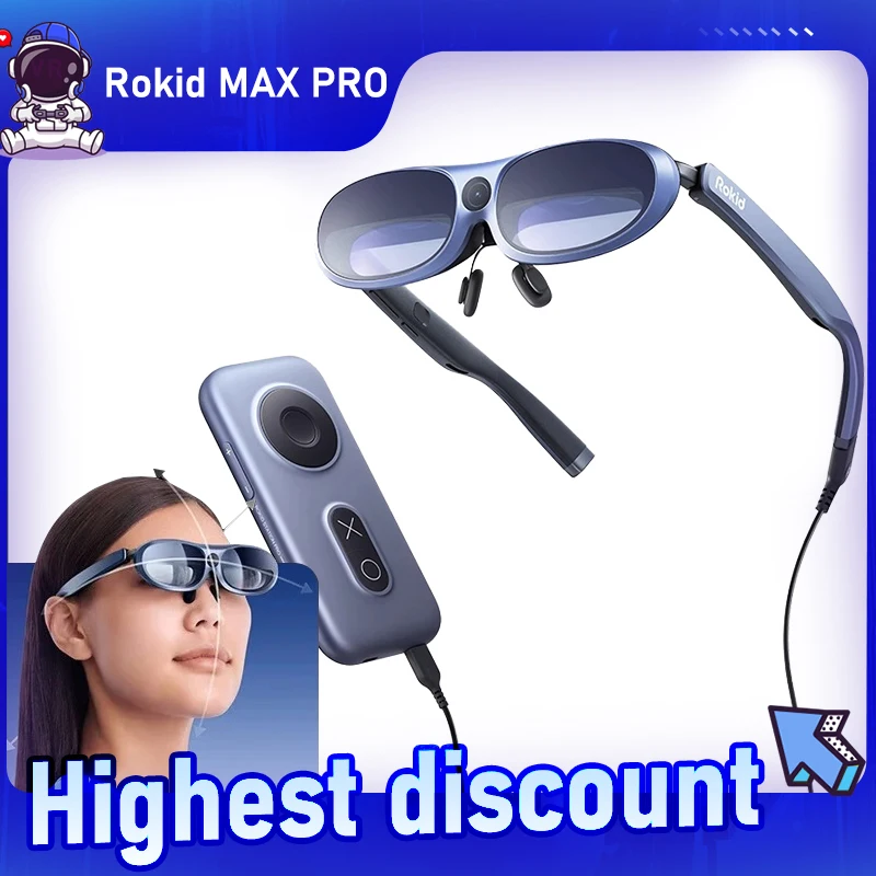 New Rokid MAX PRO Smart 3D AR Glasses 50&deg; FoV Viewing VS Xreal Smartglasses Multi-screen Mode Smooth Gaming 48MPx Camera