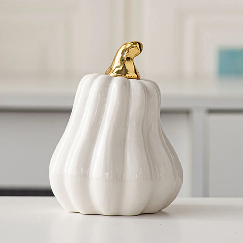 

Pumpkin Ceramic Ornament Desktop Simulation Halloween Table Accent Crafts White