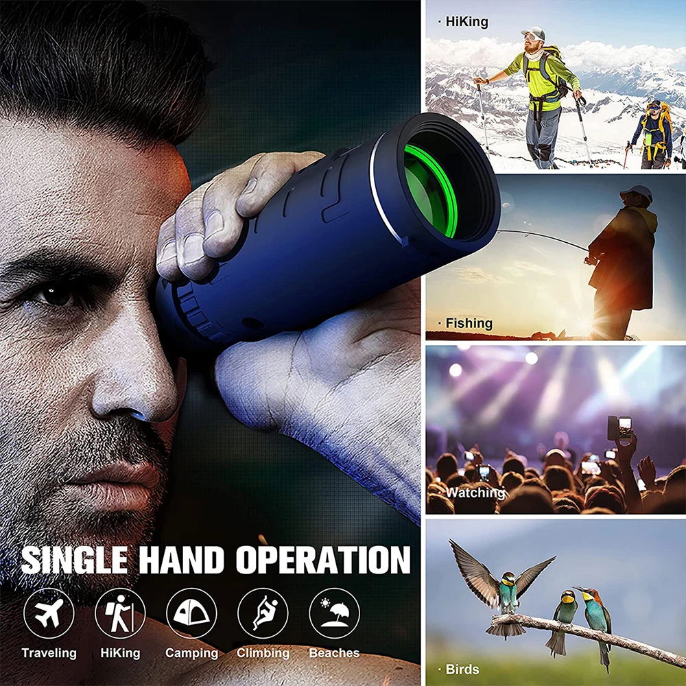 10x42 HD Powerful Portable Monocular Telescope BAK4 Prism for Outdoor Travel Camping,Hiking,Hunting,Bird watching, Holiday Gifts 4