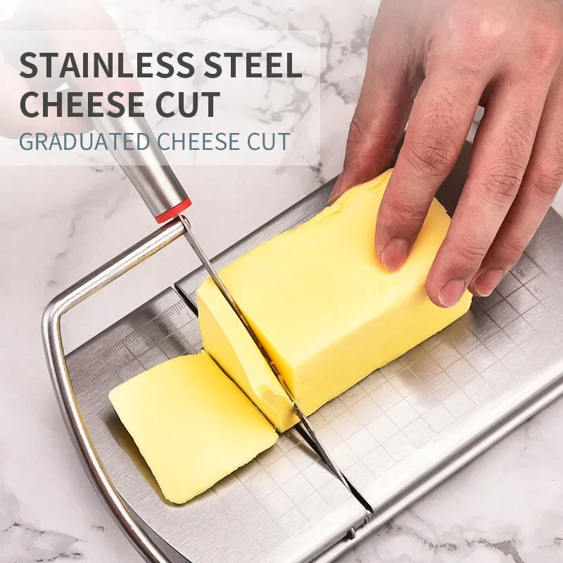Household stainless steel cheese slicer with scale, butter, cheese, cheese, ham slicer, kitchen knives, baking tools