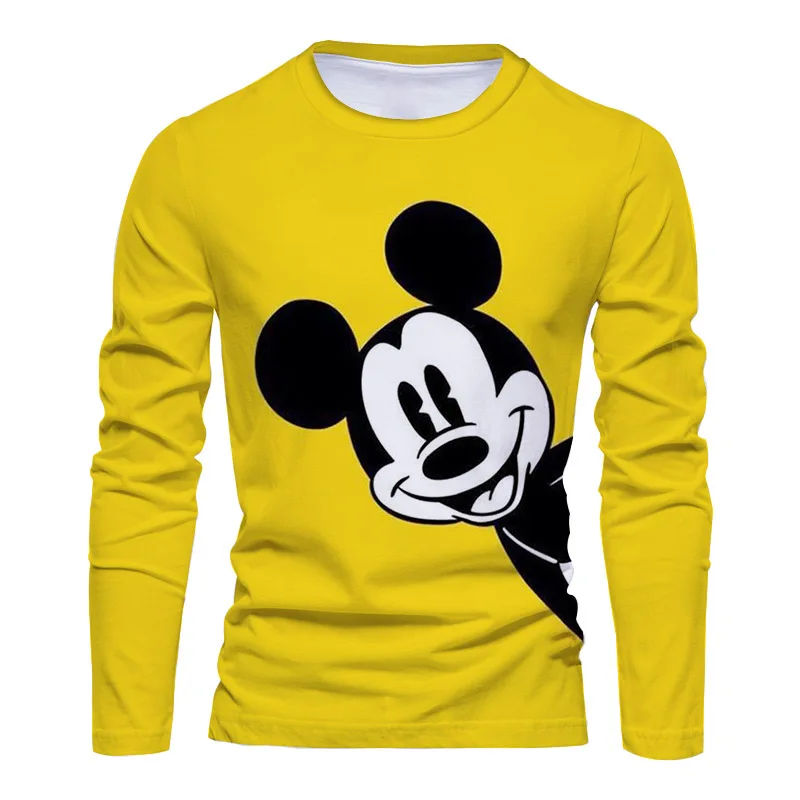 2025 Autunno Moda Disney Brand Stitch e Mickey Anime Stampa 3D New Street Casual Trend T-shirt da uomo girocollo a maniche lunghe 6