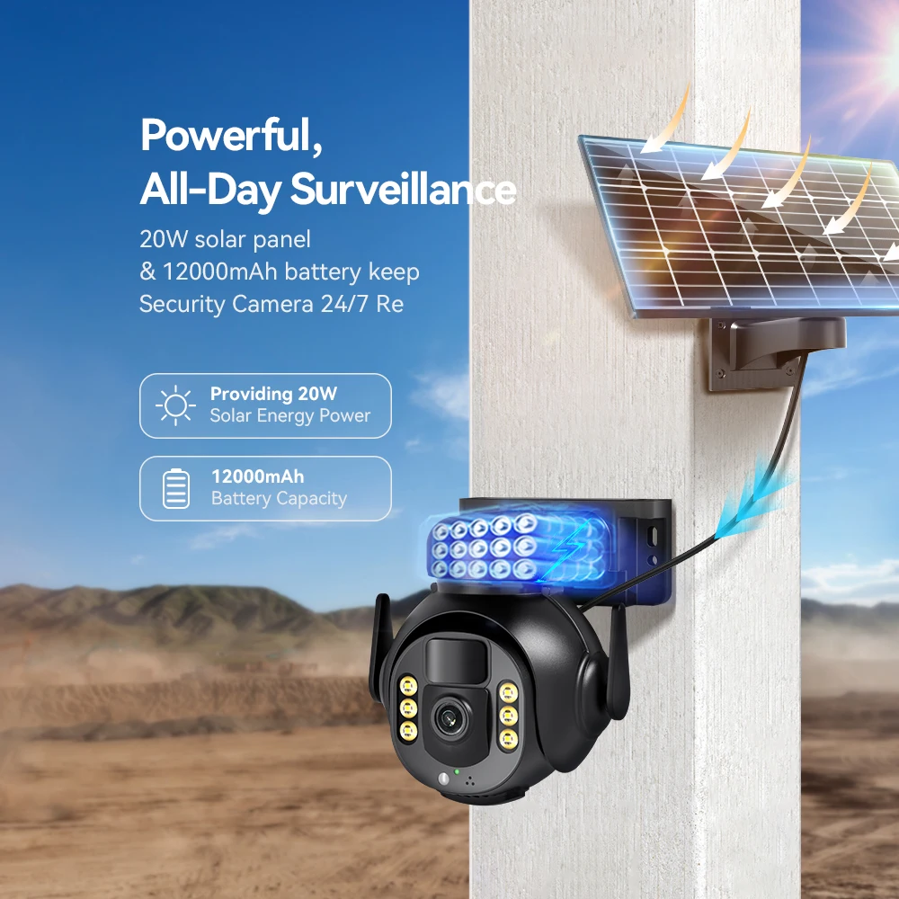 Neye Outdoor Solar 4G Kamera 8MP HD 10X Digitalzoom PTZ Netzwerkkamera PIR Human Sensing Eingebaute Batterie Sicherheitskamera – Detail 8