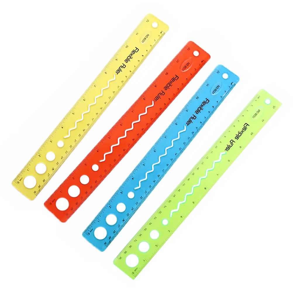 

4 Pcs Ruler Bendable Household Kids Wear-resistant Flexible Portable Clear Student