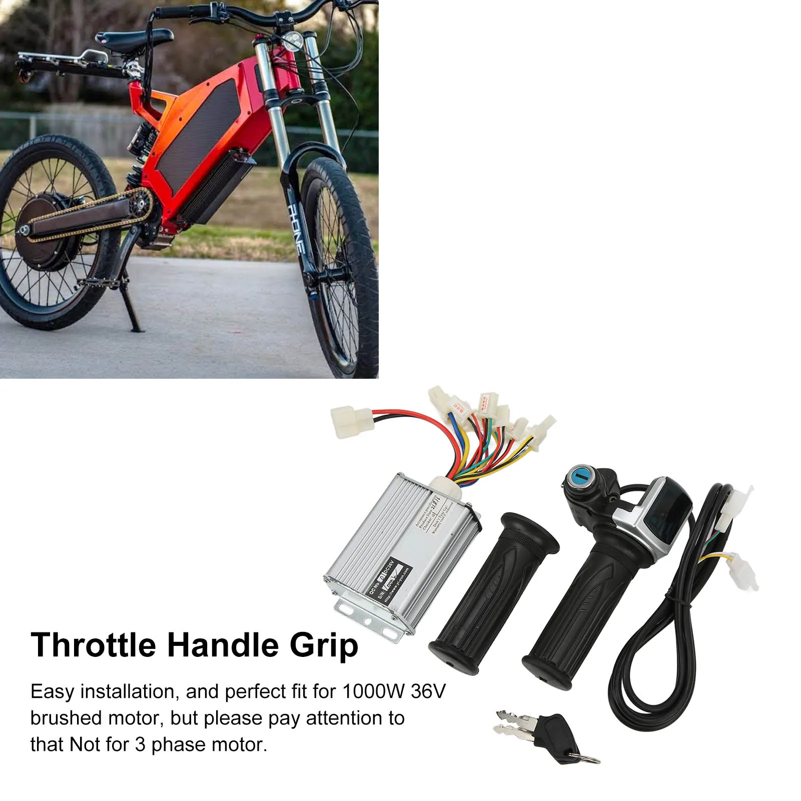 36V 1000W Motor Brushed Speed Controller with Locking Battery Display Throttle Grip for Mini Bike Throttle Grip motor speed controller