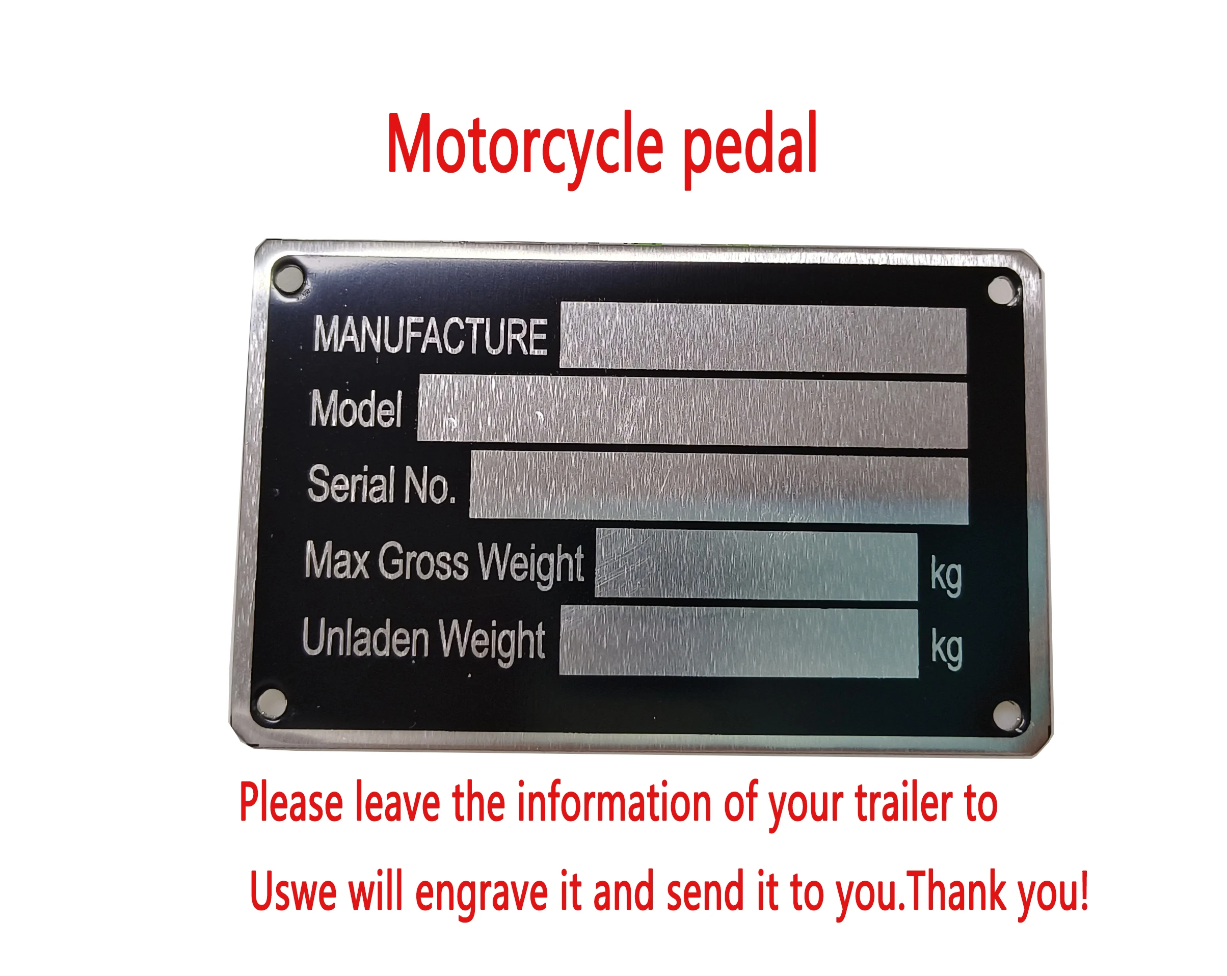 VEHICLE TRUCK BOAT Trailer "STAMPED" VIN & Weight Chassis Plate 86mm x 54mm Identification Number Vehicle Identification Plate