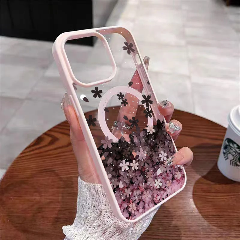 Elegant Cherry Blossom Phone Case with MagSafe Compatibility