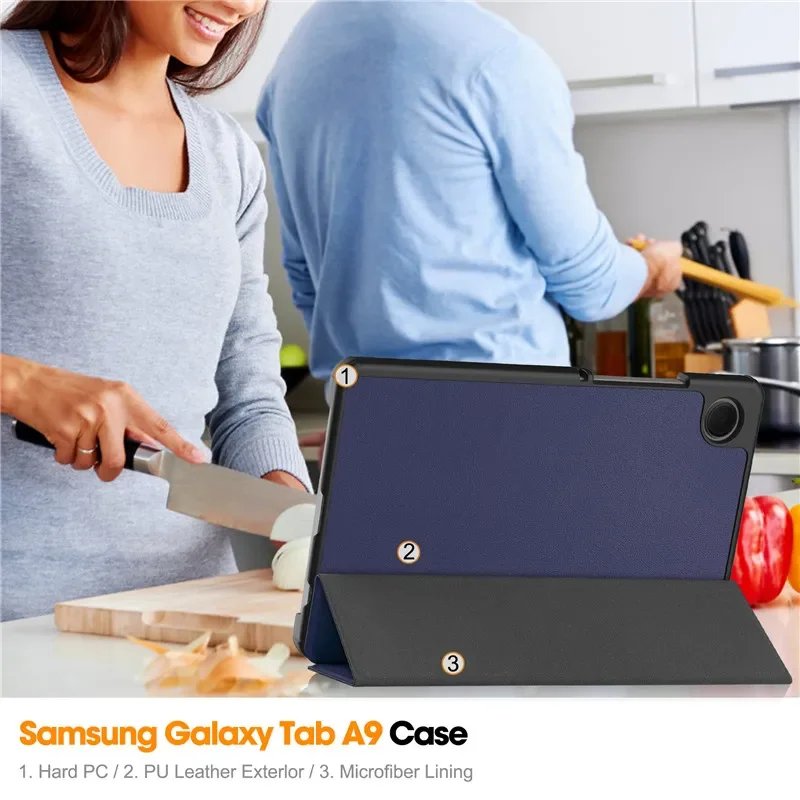 Capa Magnética de Couro Stand Tablet Capa para Samsung Tab a9 Galaxy Tab a9 8.7 Sm-x110 X115 - Imagem 2