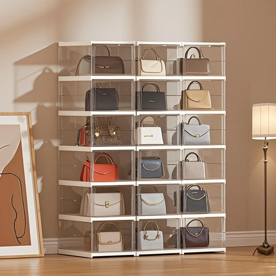 Foldable Shoe Storage Box for Collectibles and Handbags