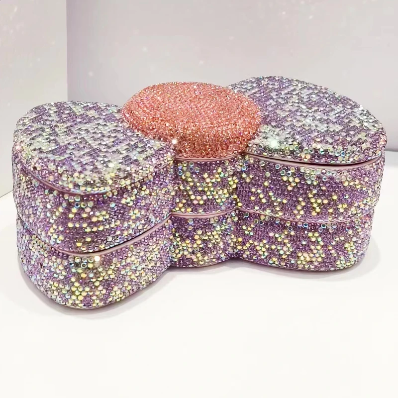 

Алмазная настольная шкатулка для ювелирных изделий, цветные контрастные Многослойные серьги с зеркалом, серьги-гвоздики, поворот на 360 градусов, коробка для хранения