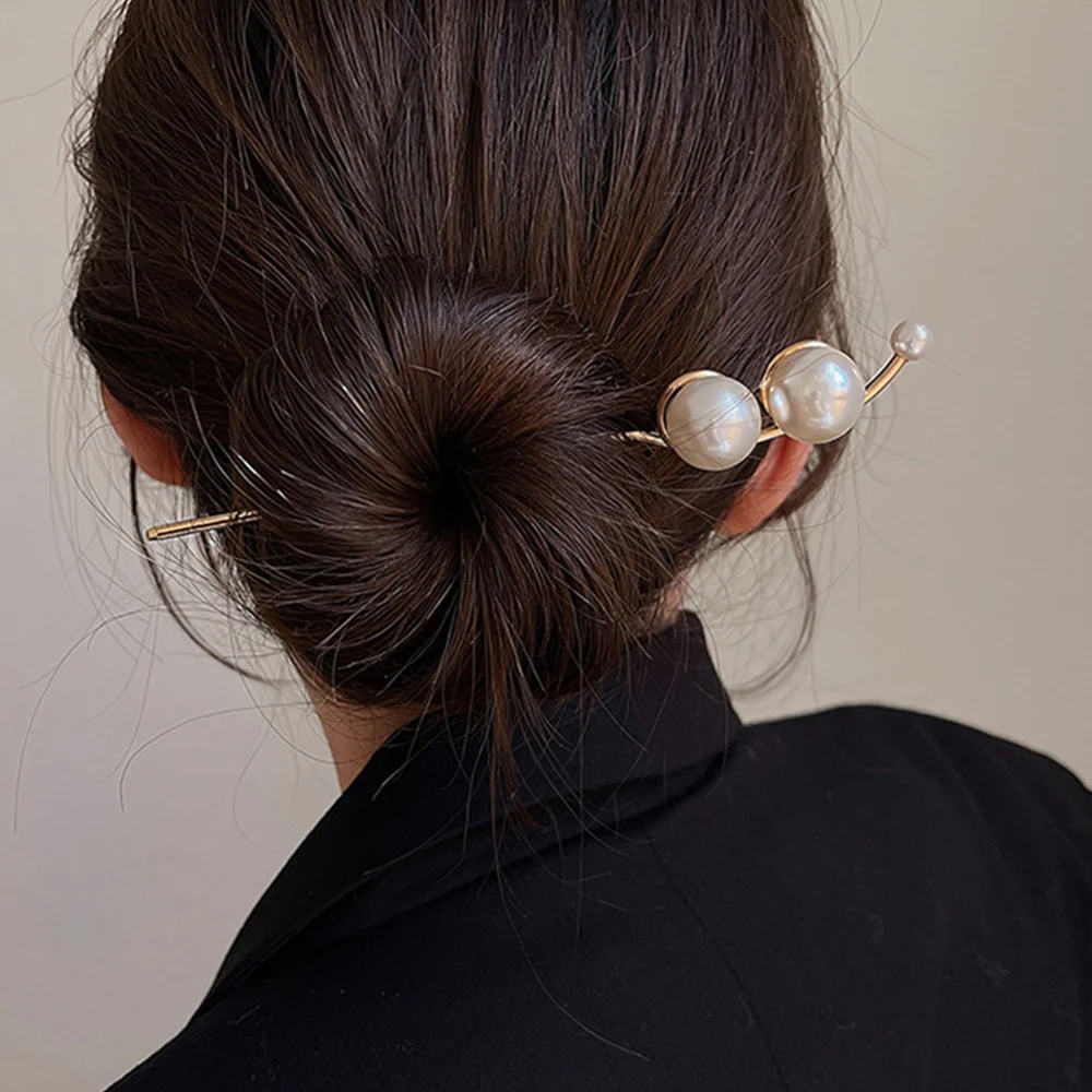 Gancho de cabelo minimalista com pérola estilo chinês_voghion.com