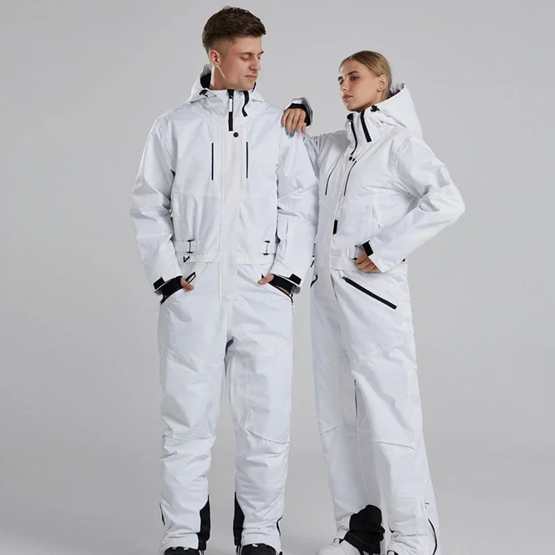 Winter Ski Suit Women Snowboard Jacket Men One-Piece Ski Suit Thickened Warm Overalls Breathable Waterproof Set