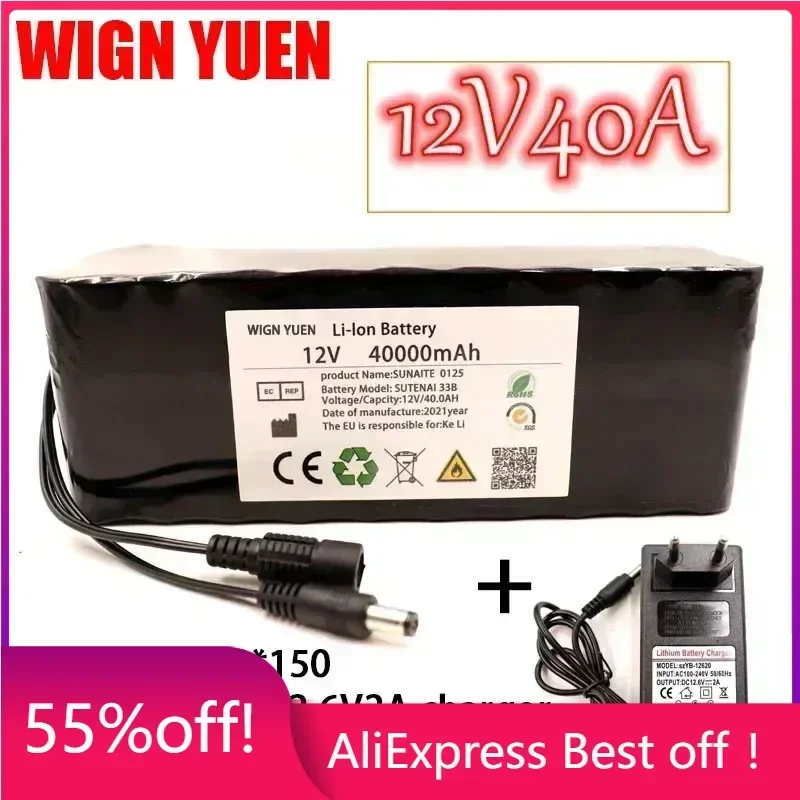 

18650 Li ion battery 12V 40ah 3s10p 12.6V 40000mah is used for xenon lamp of inverter, solar street lamp is used for vehicle ins