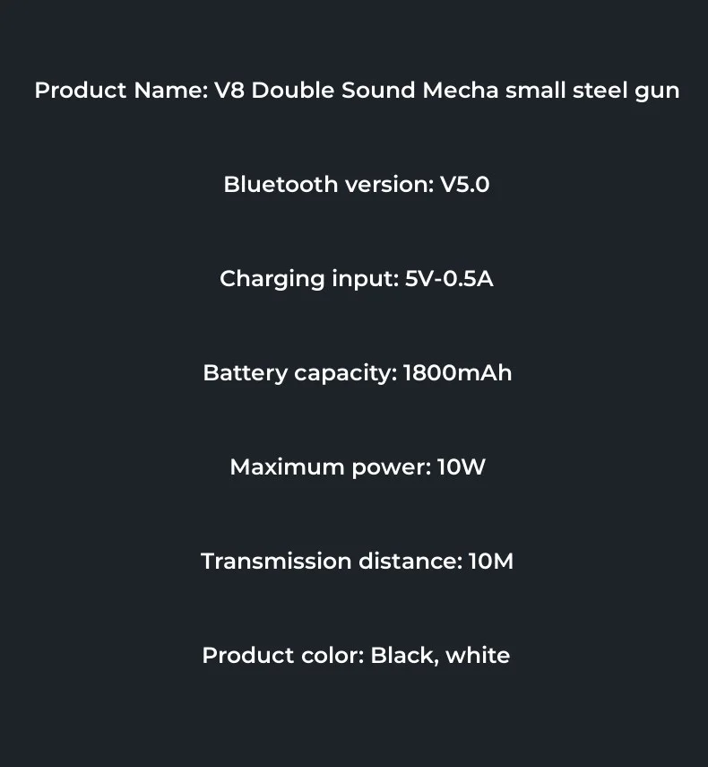 V8 Transparent Mecha Bluetooth Speaker description image 15