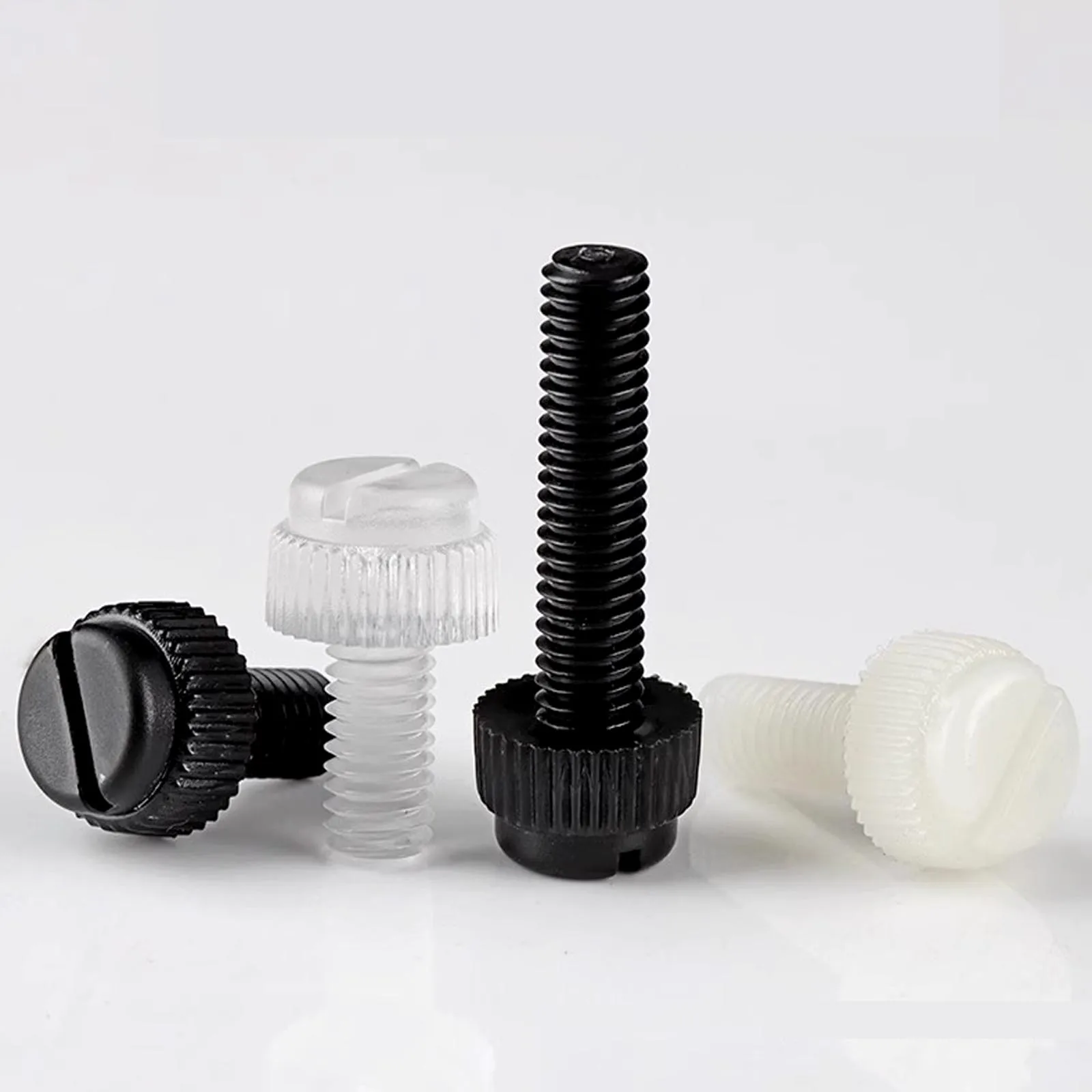 10/20Pcs M3 M4 M5 M6 M8 Acrylic Clear Transparent Nylon PA66 Plastic Knurl Slotted Head Toolless Thumb Bolt Screw
