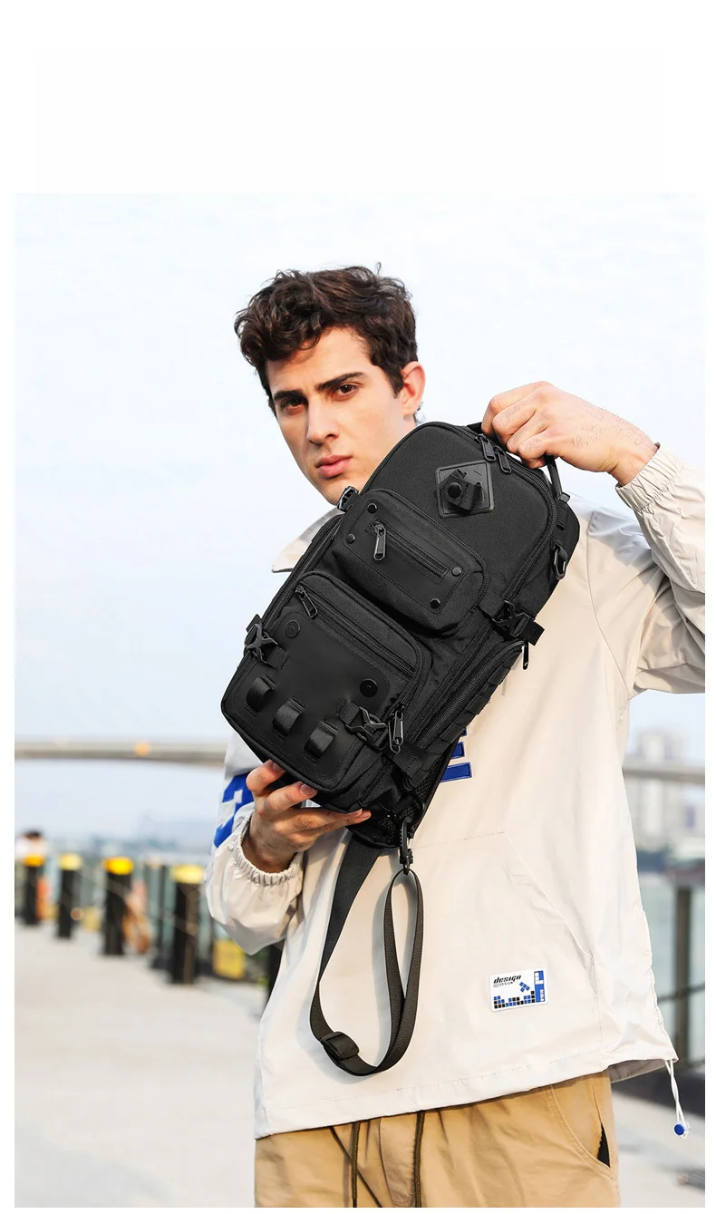 Taktesch Broschtbeutel, Outdoor Männer Crossbody-Beutel, Männer Héichkapazitéit Sportbeutel, Single-Schëller Crossbody-Beutel_voghion.com