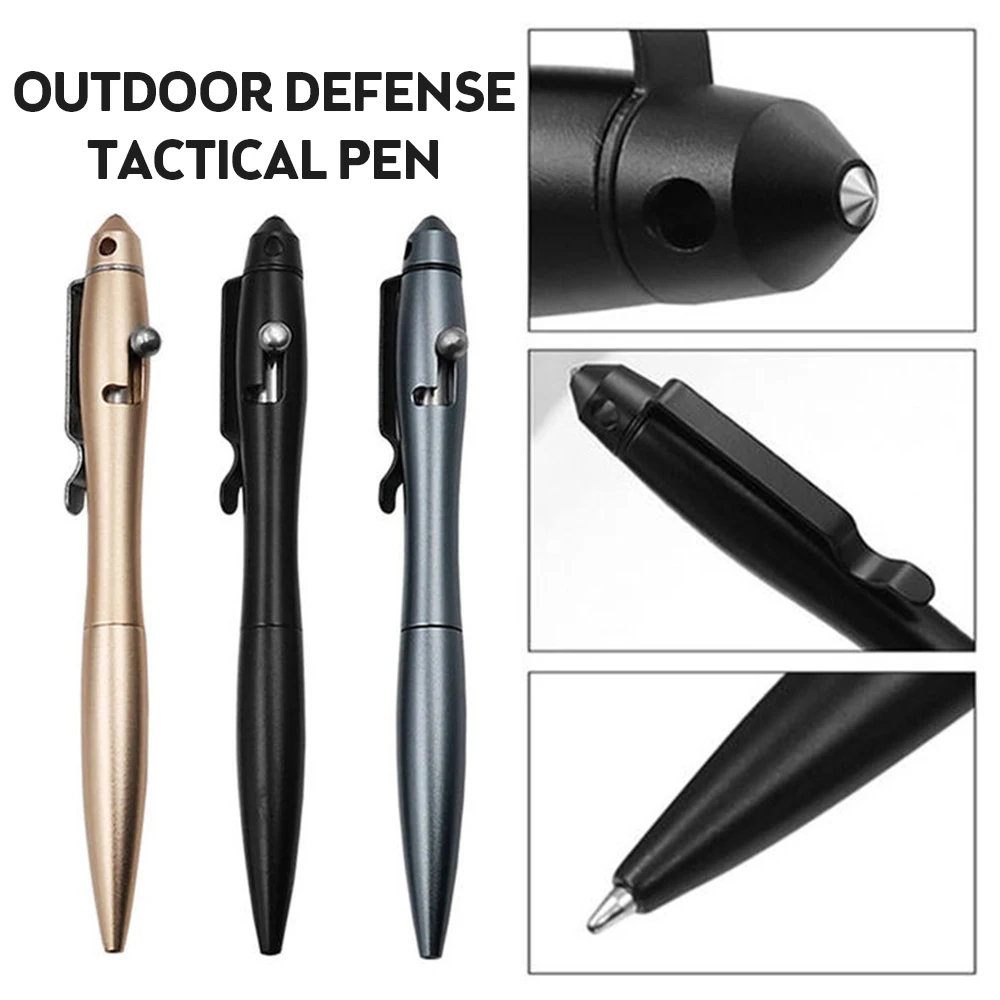 

Practical Solid Aluminum Alloy Gel Ink Pen Multifunctional Mini Pocket Anti-skid Signature personal Pen Writing Tool Gray/Black