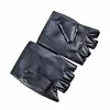 Unisex Synthetic Leather Polyurethane Black Fingerless Gloves Solid Woman Half Finger Driving Women Men Fashion Transport Gloves 2