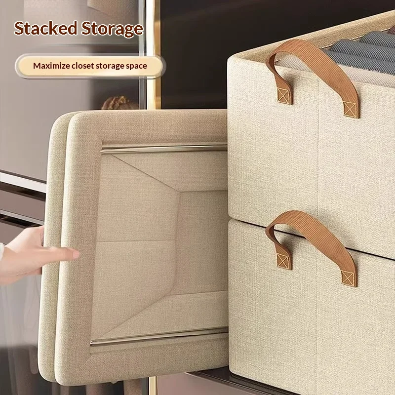 Foldable Fabric Storage Box for Home Use Wardrobe Organizer for Clothes and Pants Layered Storage Solution - 3