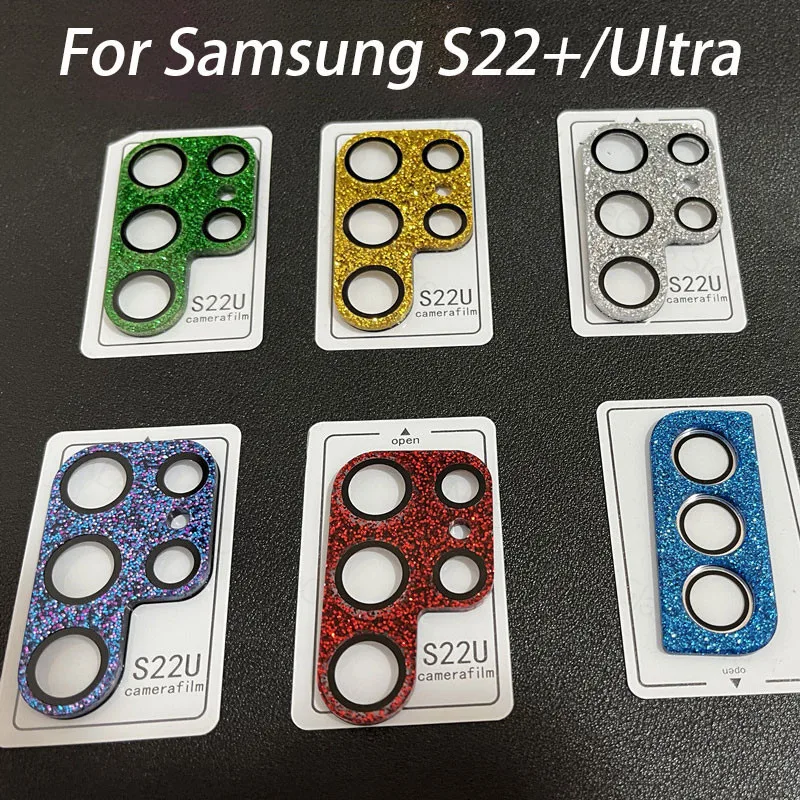 Para samsung galaxy s22 ultra s22 plus protetores de lente de câmera glitter caso de anel de vidro para samsung s22+ s22ultra pr_voghion.com
