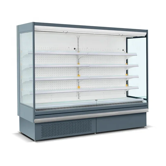 Supermarket Soft Drinks Showcase Chiller Front Open Chiller Front Open Refrigerator Air Curtain Display Case Painted Cooler