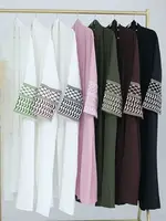 Abaya en lin avec broderie papillon pour femmes, caftan musulman modeste, kimono ouvert, manteau de luxe, vêtements islamiques, Dubaï, 2024 1