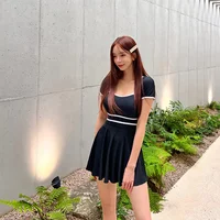 Conservative One-Piece Swimwear Dress Cover-Up Slimming for Hot Springs Swimming Pools Specialized Student Cross-Border