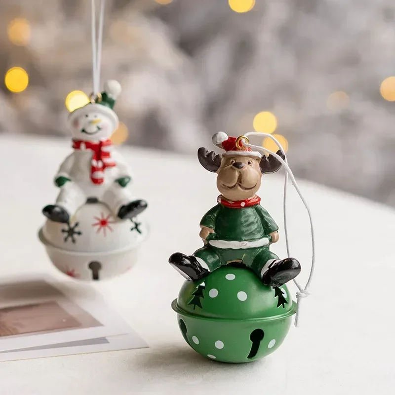 New Christmas New Product Iron Art Christmas Bell Old Man Snowman Elk Bell Pendant Christmas Tree Decor Christmases Decoration