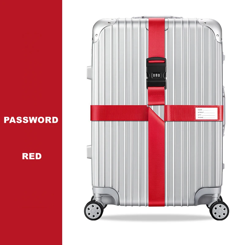 Anti-theft Luggage Buckle Cross Strap Password Adjustable Bundling Packing Baggage Belt Suitcase Trunk Belts Bag Accessories