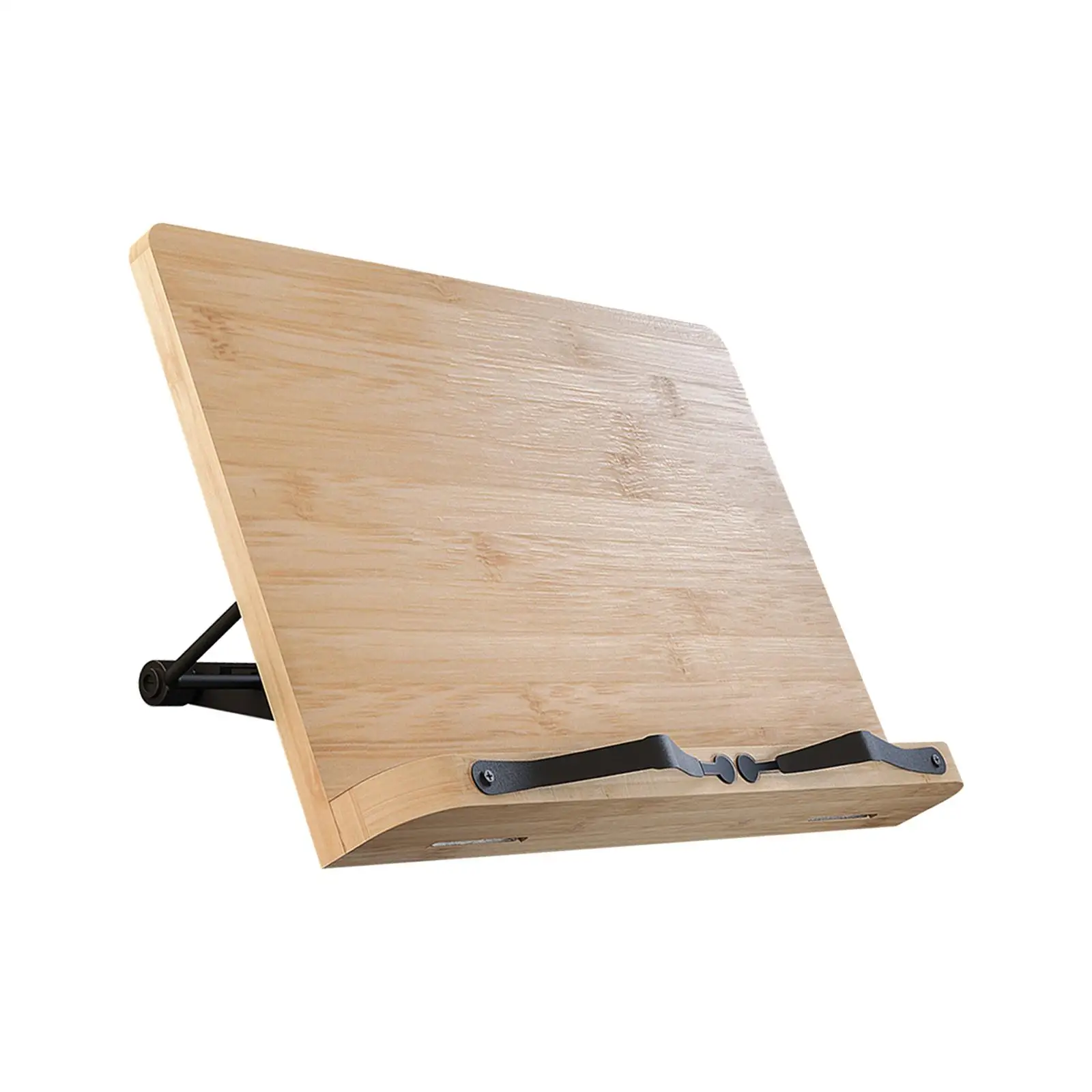 Bamboo Book stand Holder with 6 Adjustable Height for Cookbook,Textbook Useful Reading Accessory Hands Free in Bed