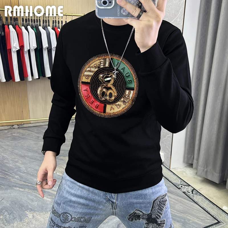 

Молодежная мужская толстовка с круглым вырезом, мужские модные толстовки, популярный дизайнерский новый тренд, мужской роскошный оранжевый пуловер, одежда