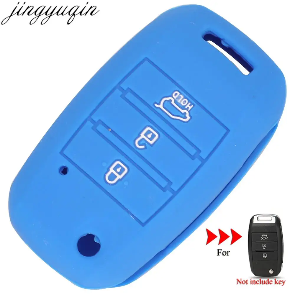 Jingyuqin Silicone Remote Key Cover Case For Kia Rio K2 Picanto Sportage Ceed Optima K5 Cerato K3 K4 Sorento Carens Keychain