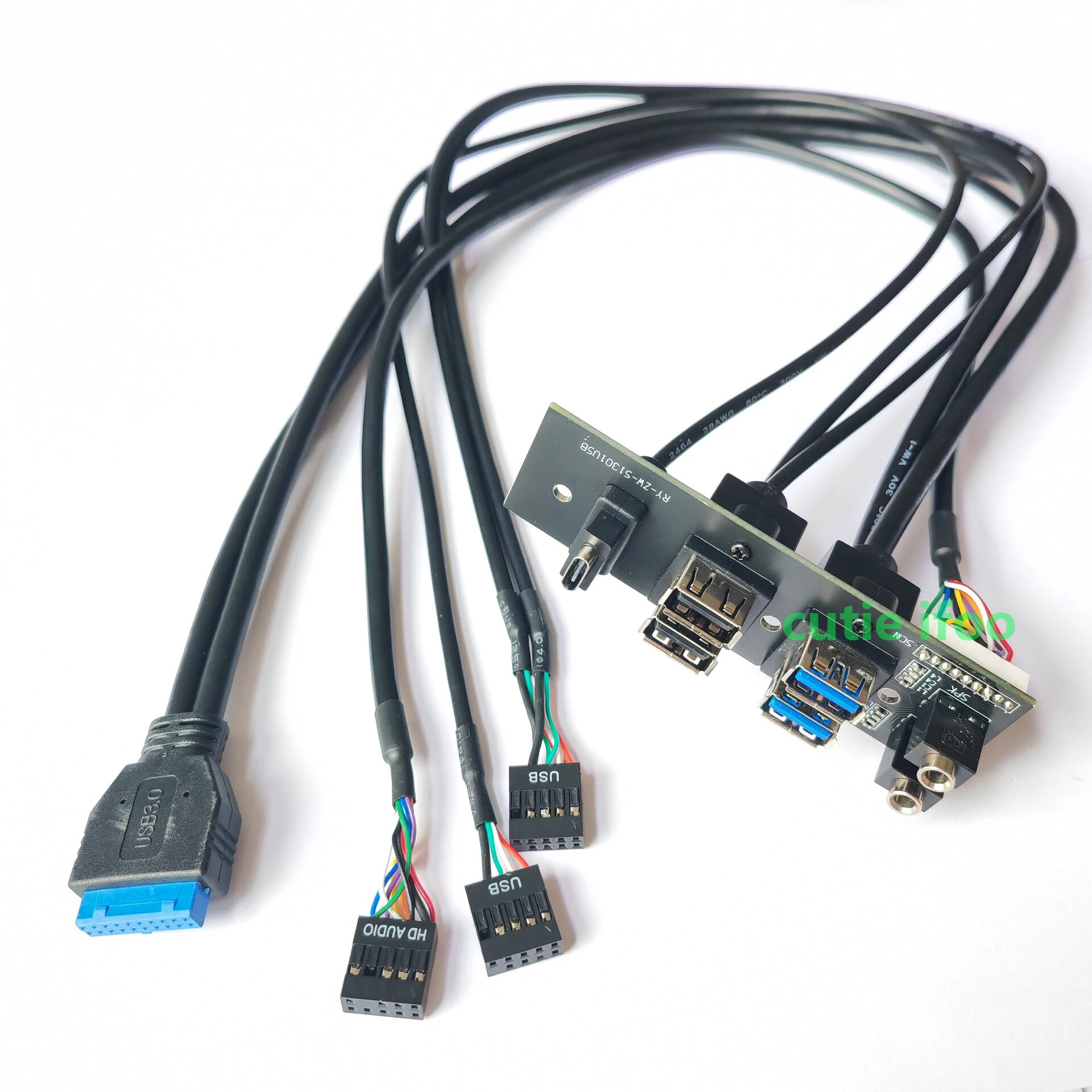 Cabo do Painel Frontal, Tipo-C 2 Portas, USB 2.0, 3.0, HD, Áudio, Mic ...