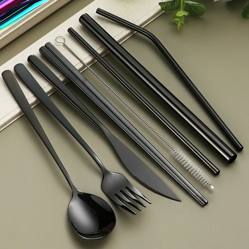 Portable Travel Utensils Set Lunch Cutlery Set With Case Stainless Steel Reusable  Cutlery Kit For Lunch Box Workplace Camping - Dinnerware Sets - AliExpress
