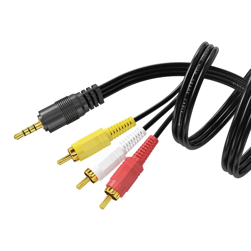 Cavo AV 3,5 Mm A 3 RCA – 1,5 Metri – Per TV, Videocamera, Smartphone, Tablet – Audio Stereo E Video Composito