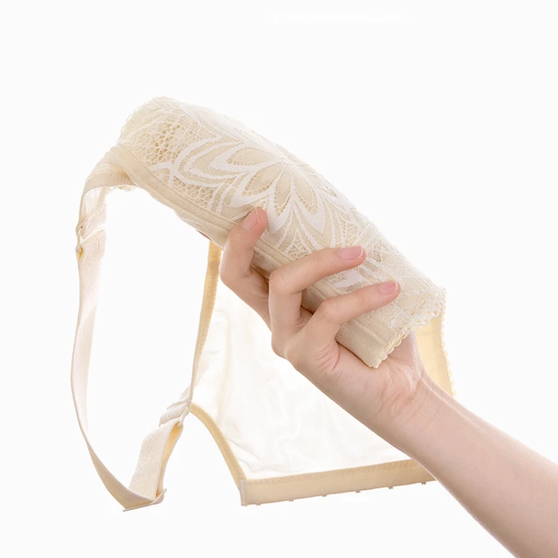 Ultra-thin BCDEFG Full Cup Adjustable Gathered Bra Anti-sagging Summer Large Chest Appears Small Lace For Women Anti-emptied_voghion.com
